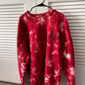 VALKYRAE Bold Red Tie-Dye Crewneck Sweater Limited Edition Merch